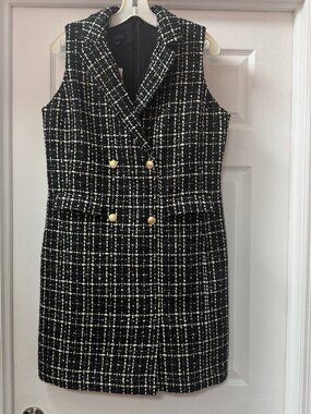 Talbots Double Breasted metallic thread Tweed Mini Dress NEW WITH TAGS size 10P